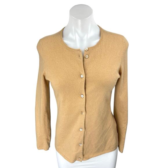 Classiques Entier 100% Cashmere Tan Button Down Long Sleeve Cardigan Sweater XS - Picture 1 of 4